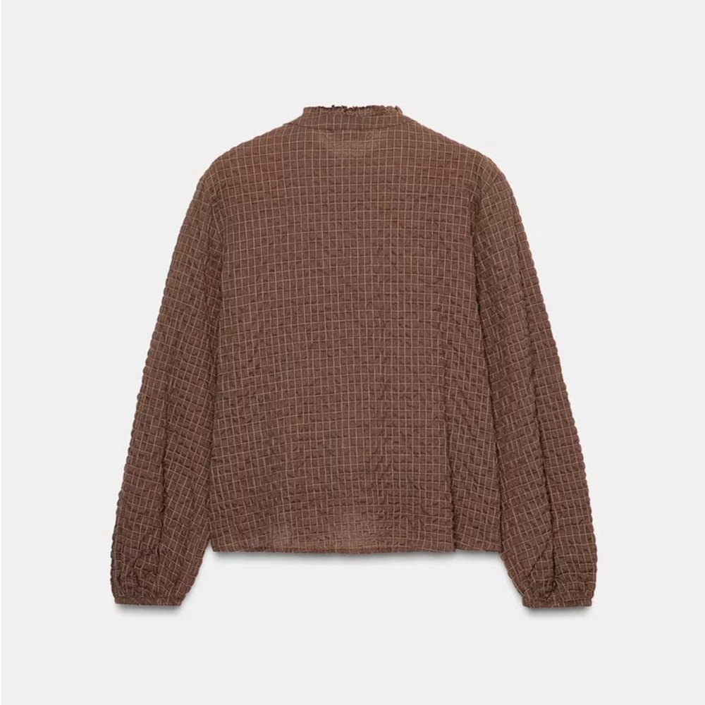 NWT ZARA Ruffle Check Blouse - Picture 6 of 11